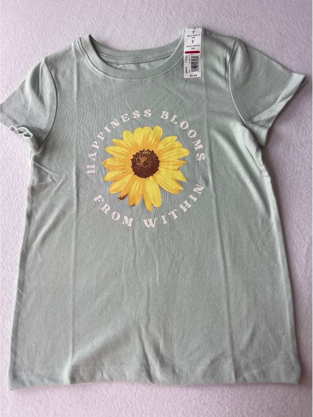 Jumping Beans Girls' Light Green Sunflower Graphic T-Shirt Size 7